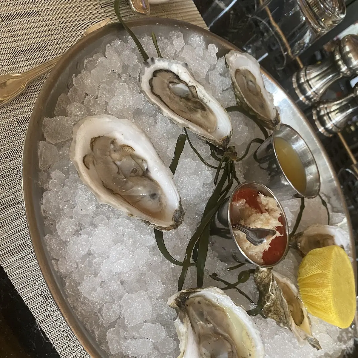 Oysters on Ice with Lemon Wedge