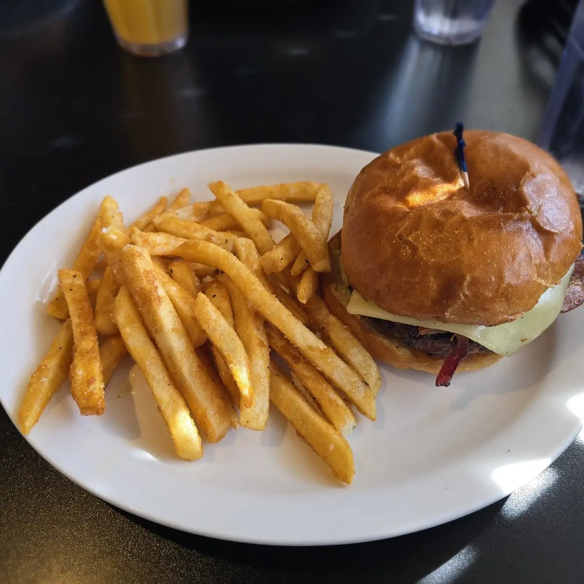 Beef Hamburger with Lettuce Tomato and Fries
