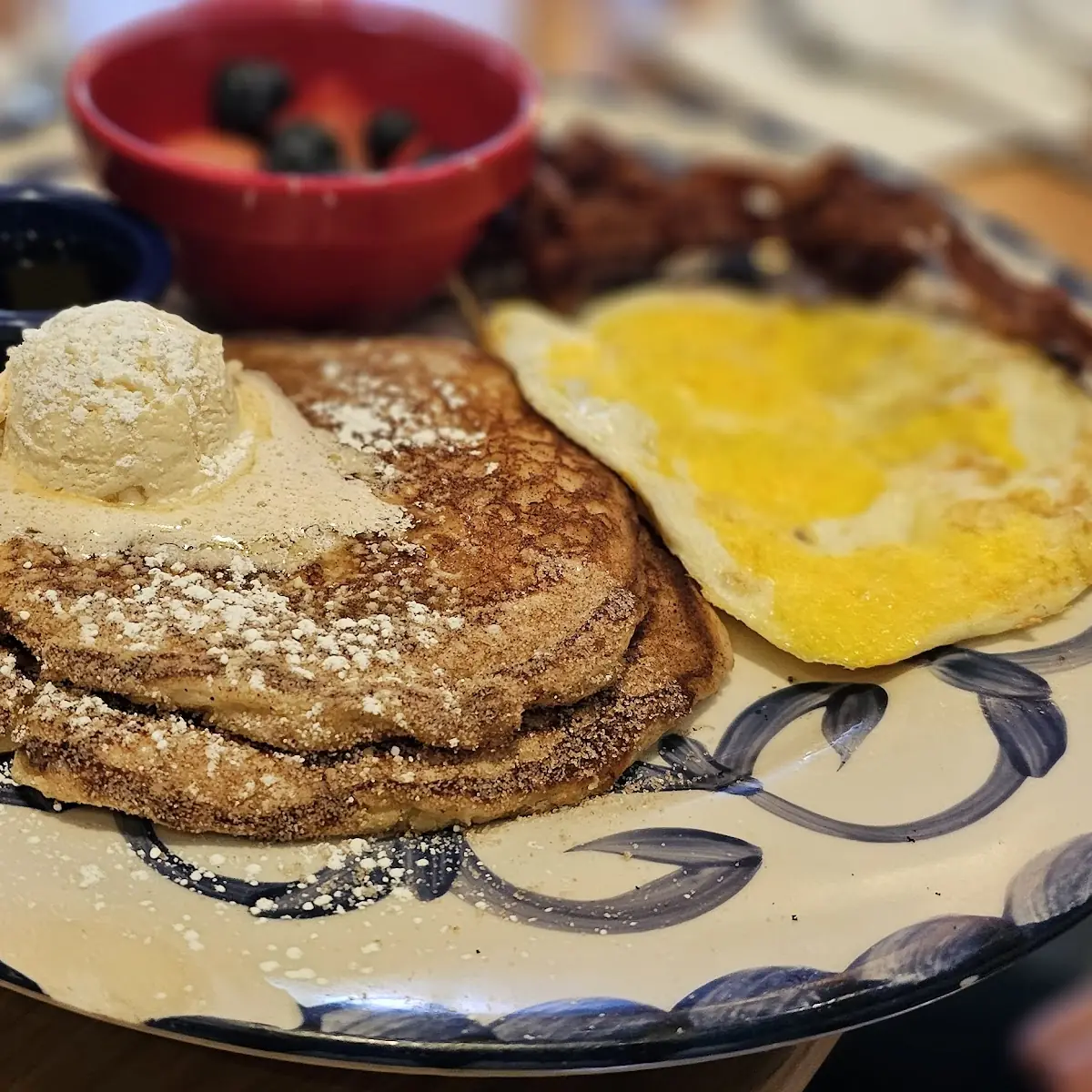 Churro Pancakes and Eggs