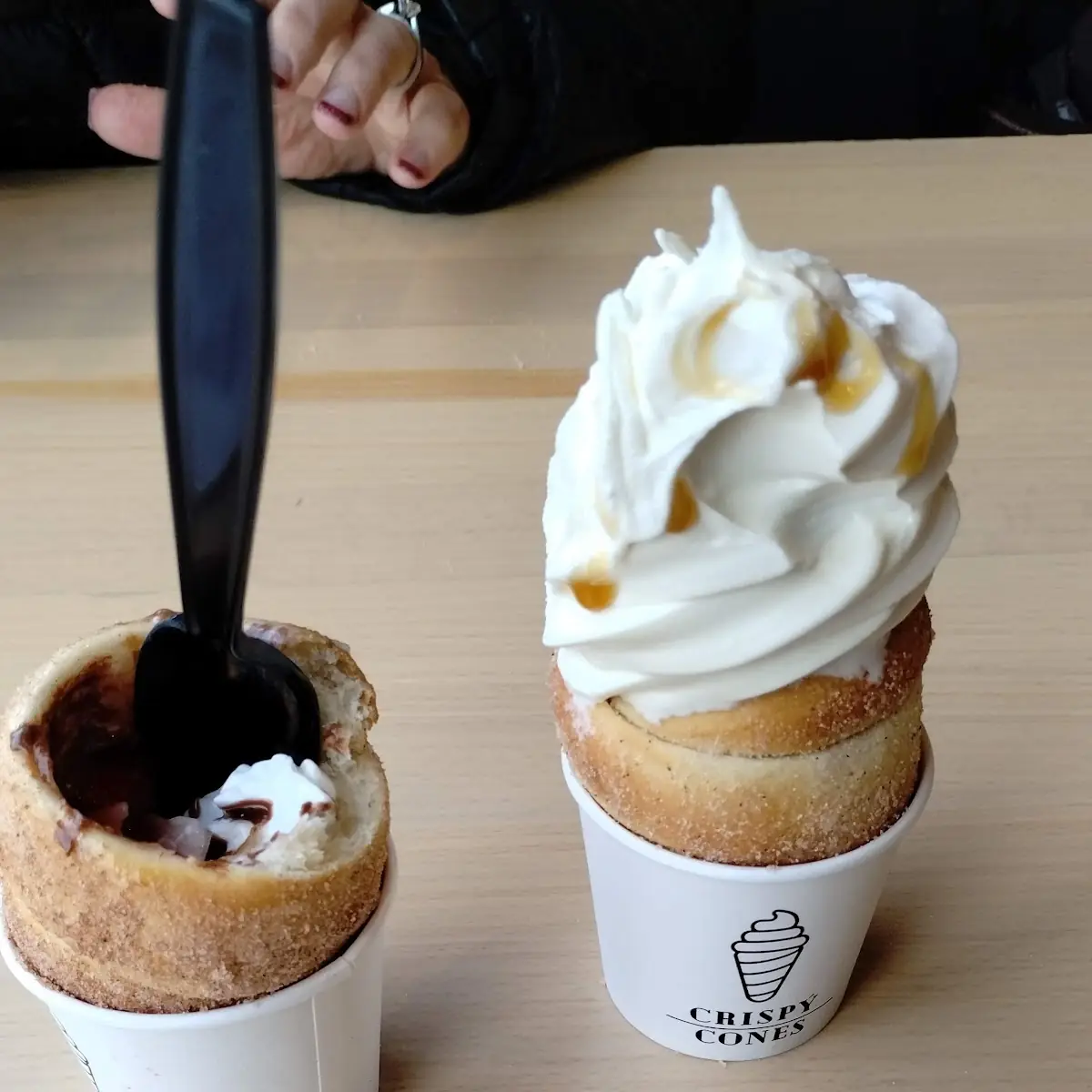 A Fruit Filled with Nutella Cone and an Ice Cream Cone