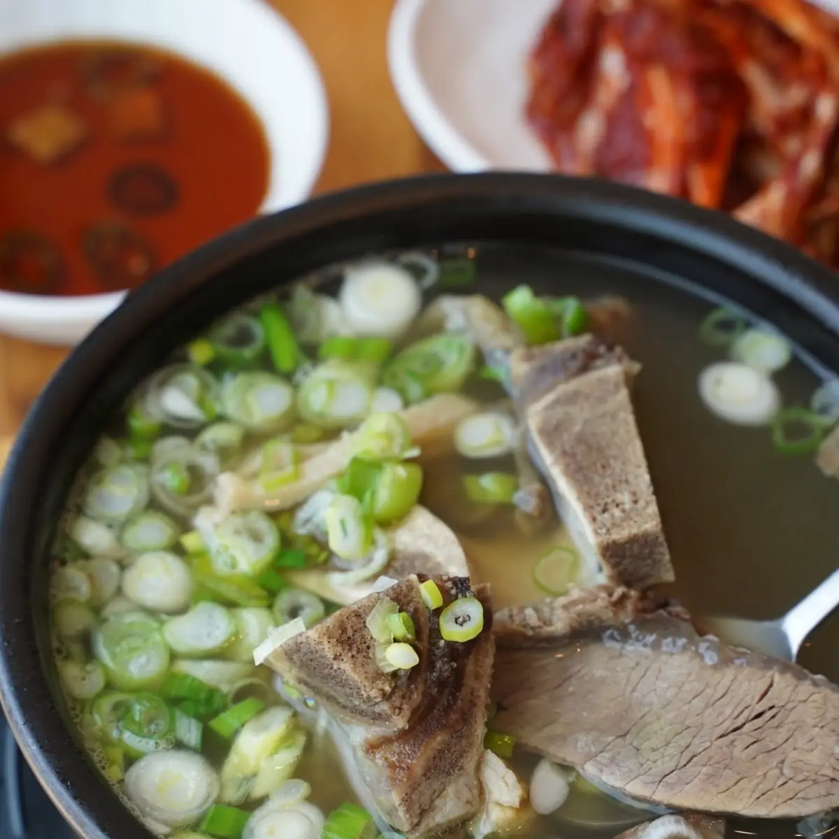 Pork Rice Soup with Side Dishes