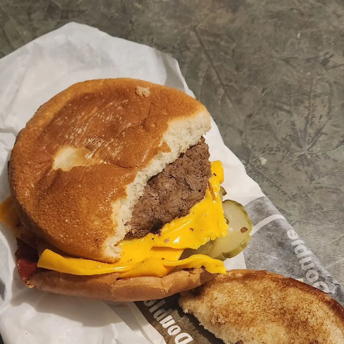 A Messed Up Double Cheeseburger