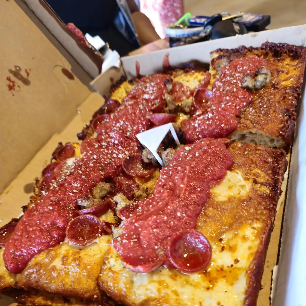 Detroit Pepperoni Pizza Slice