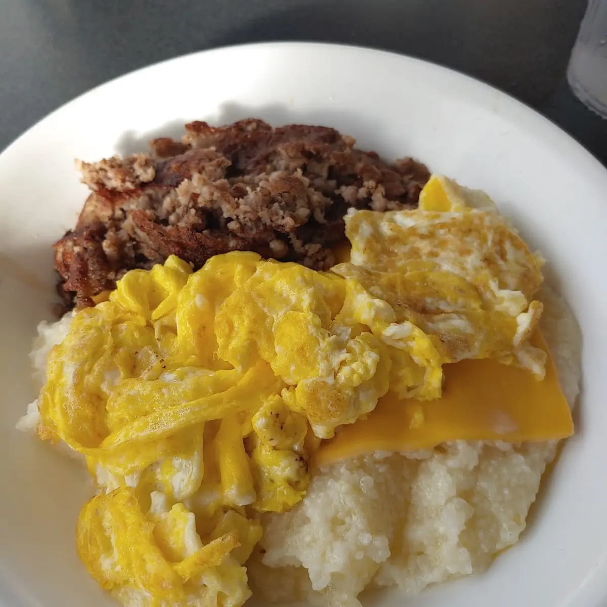 Sausage Eggs and Cheese Grits Bowl