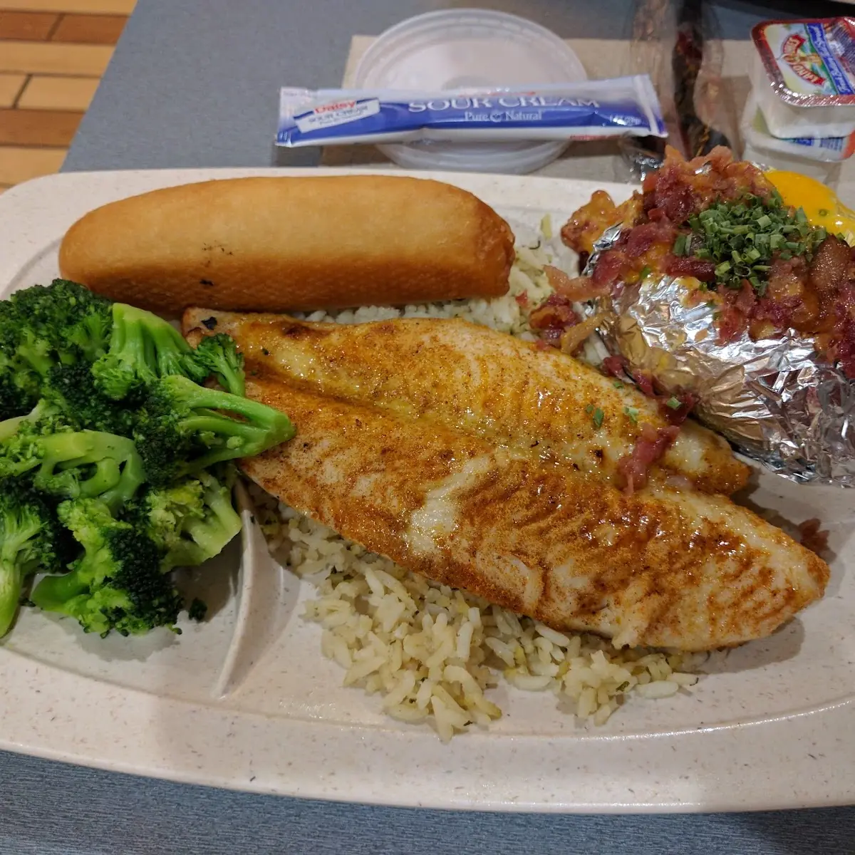 Steamed Broccoli and Loaded Baked Potato