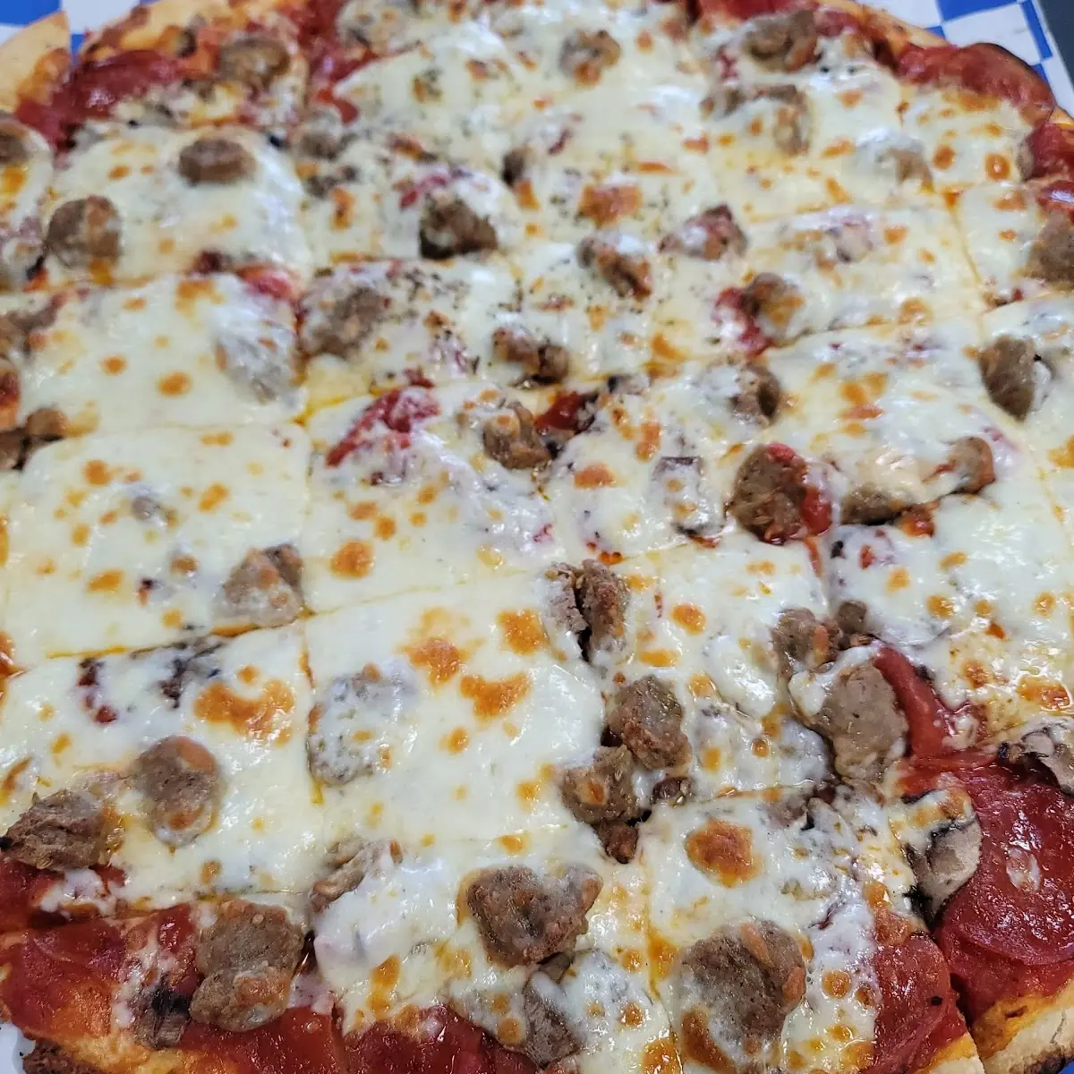 Pepperoni Sausage and Mushroom Pizza
