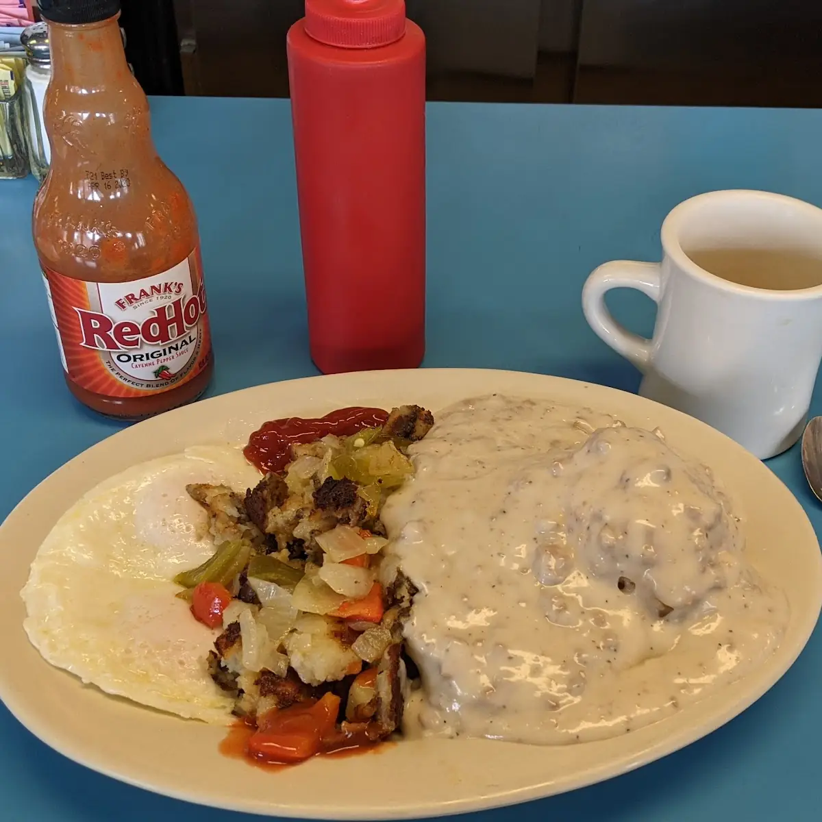 Sausage Gravy with Biscuits and Corn Muffin