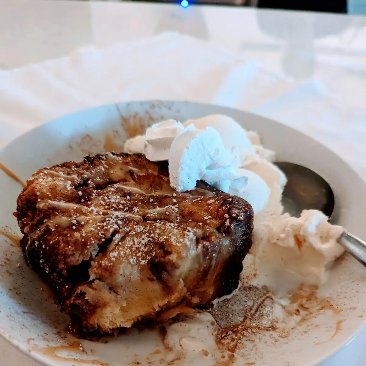 Peach Cobbler Bread Pudding