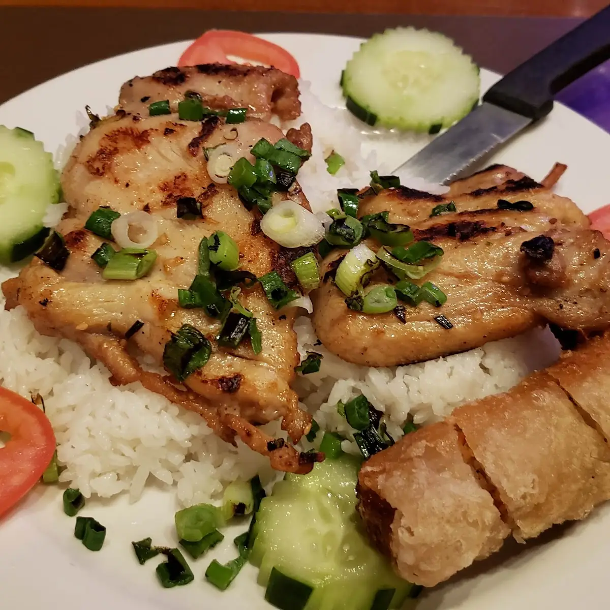 Charcoal Grilled Chicken over Steamed Rice