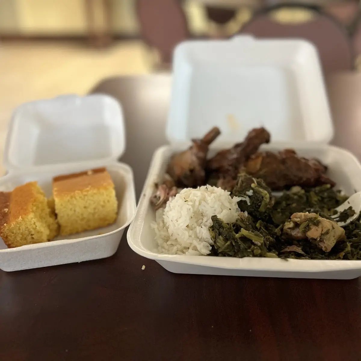 Mustard Green Smothered Pork Chops Cornbread