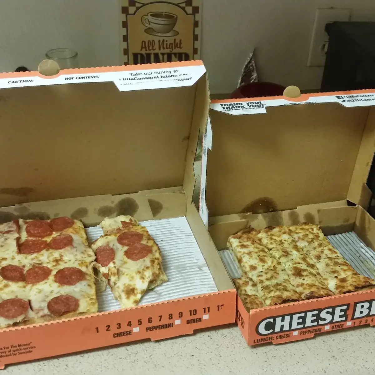 Pepperoni Pizza and Cheesy Bread Sticks