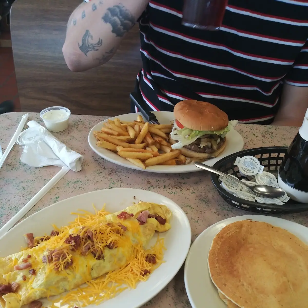 Country Ham Omelette with Pancakes