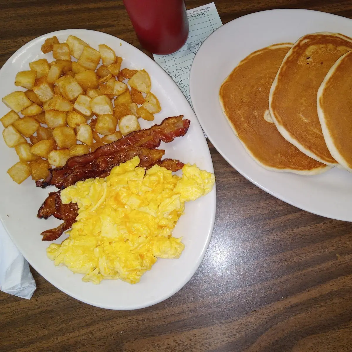 Eggs Bacon Home Fries Pancakes
