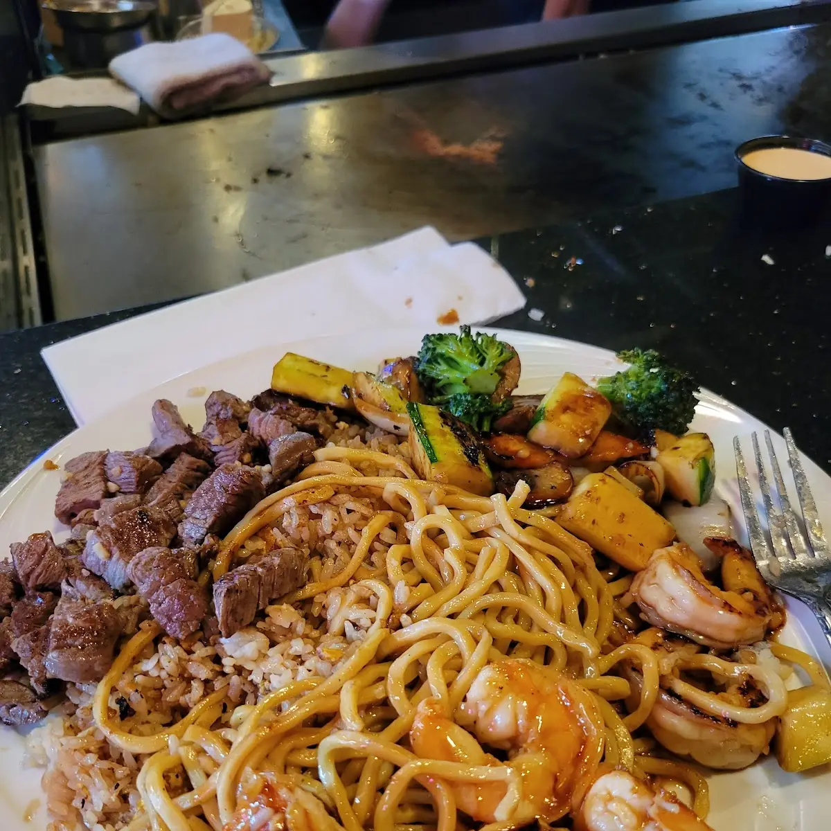 Hibachi Steak and Shrimp and Vegetable Tempura