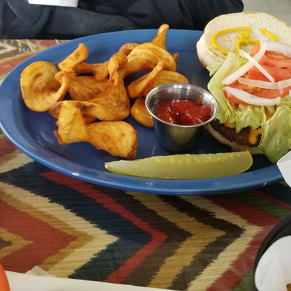 Burger and Fries with Cheese
