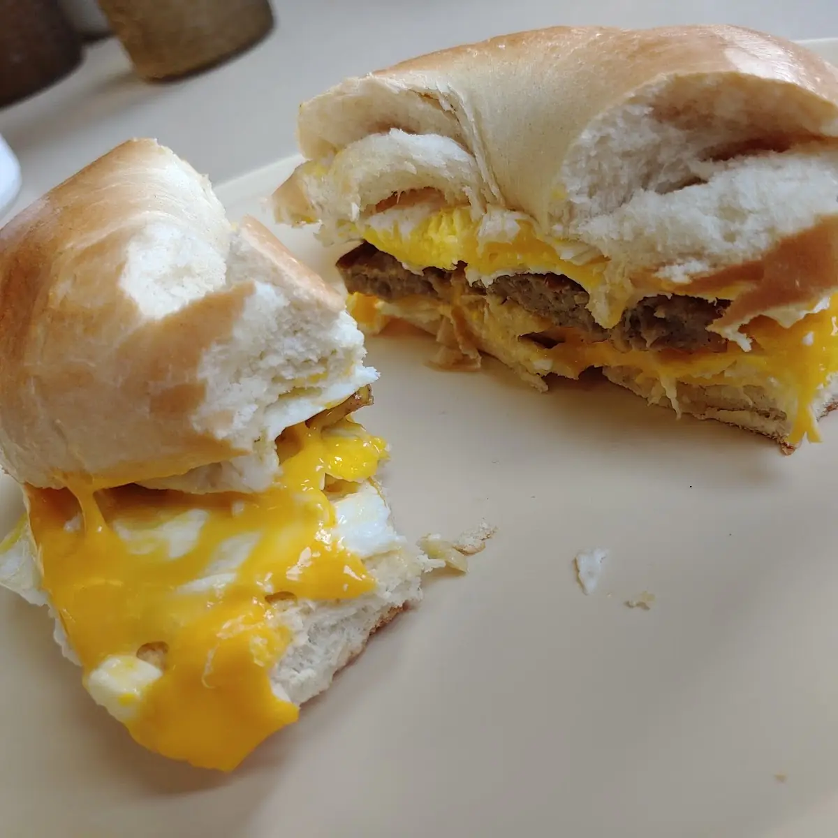 Sausage Egg and Cheese Bagle Sandwich