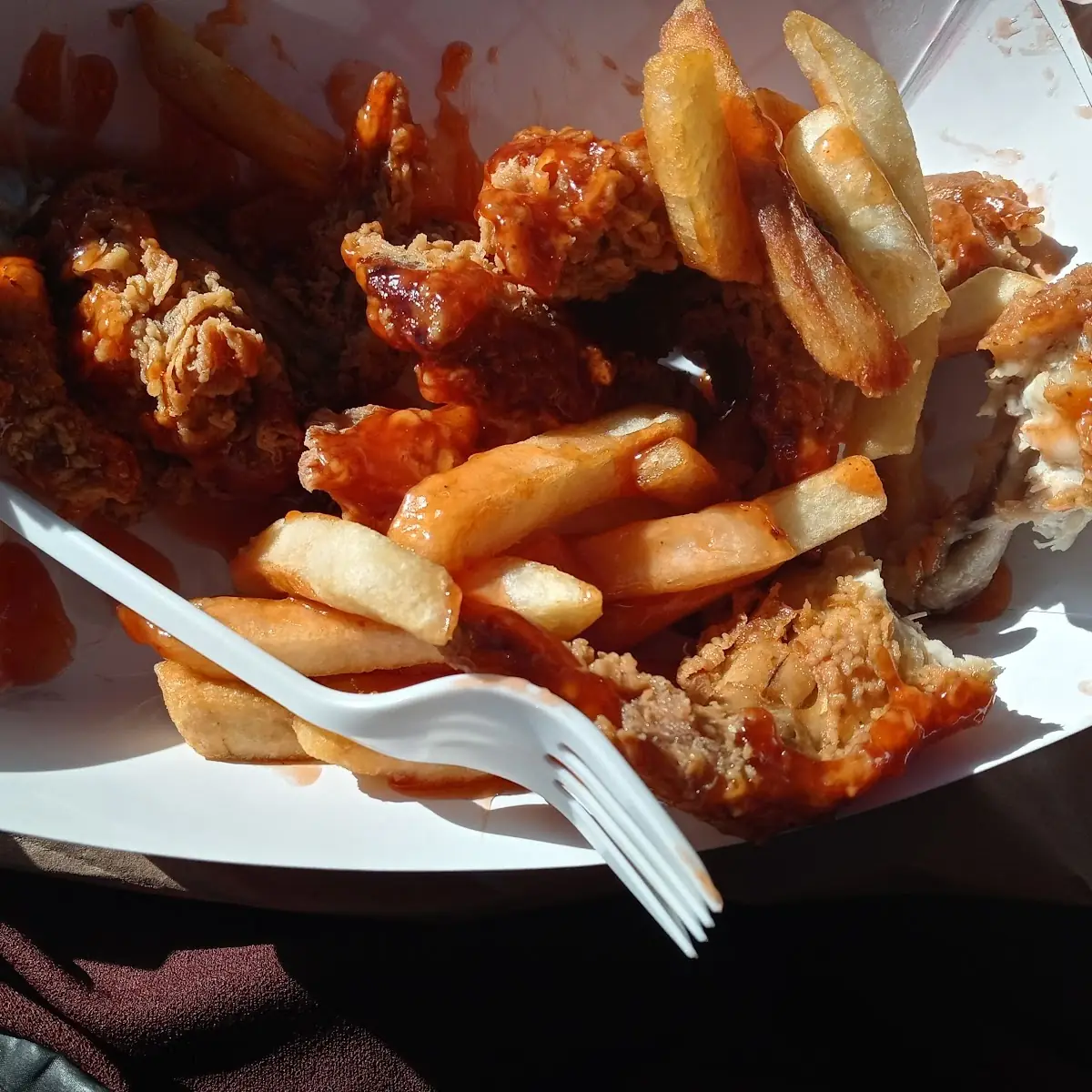 Buffalo Bone in or Boneless Wings with Fries