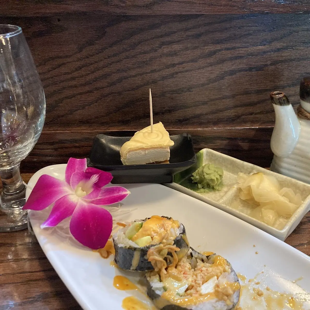 Mango Tango Salmon & Shrimp Tempura w Soy Paper