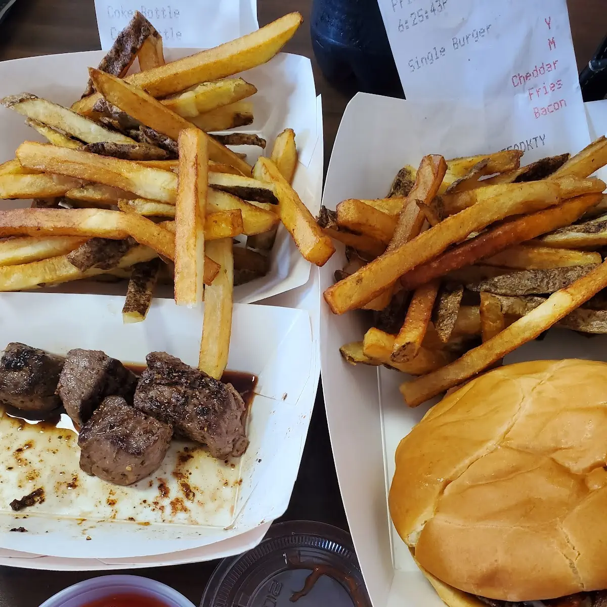 Steak Bites and Cheeseburger