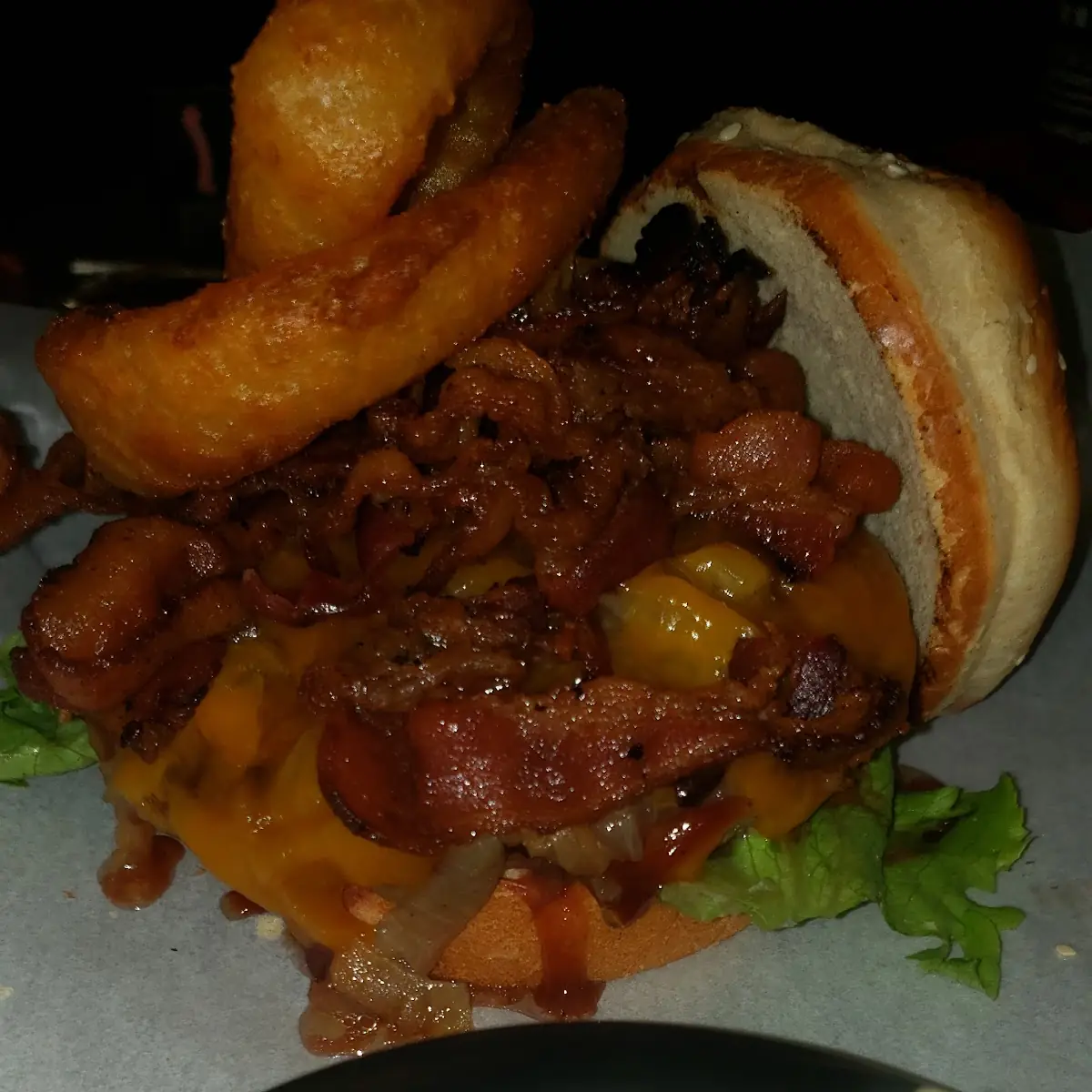 BBQ Bacon Cheeseburger with Potato Salad