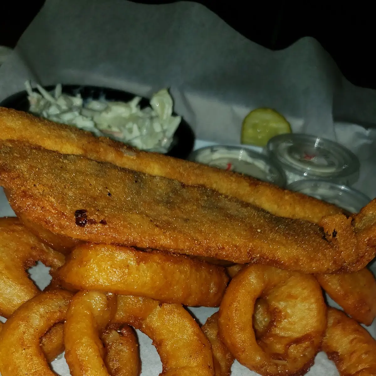 Fried Walleye with Onion Rings