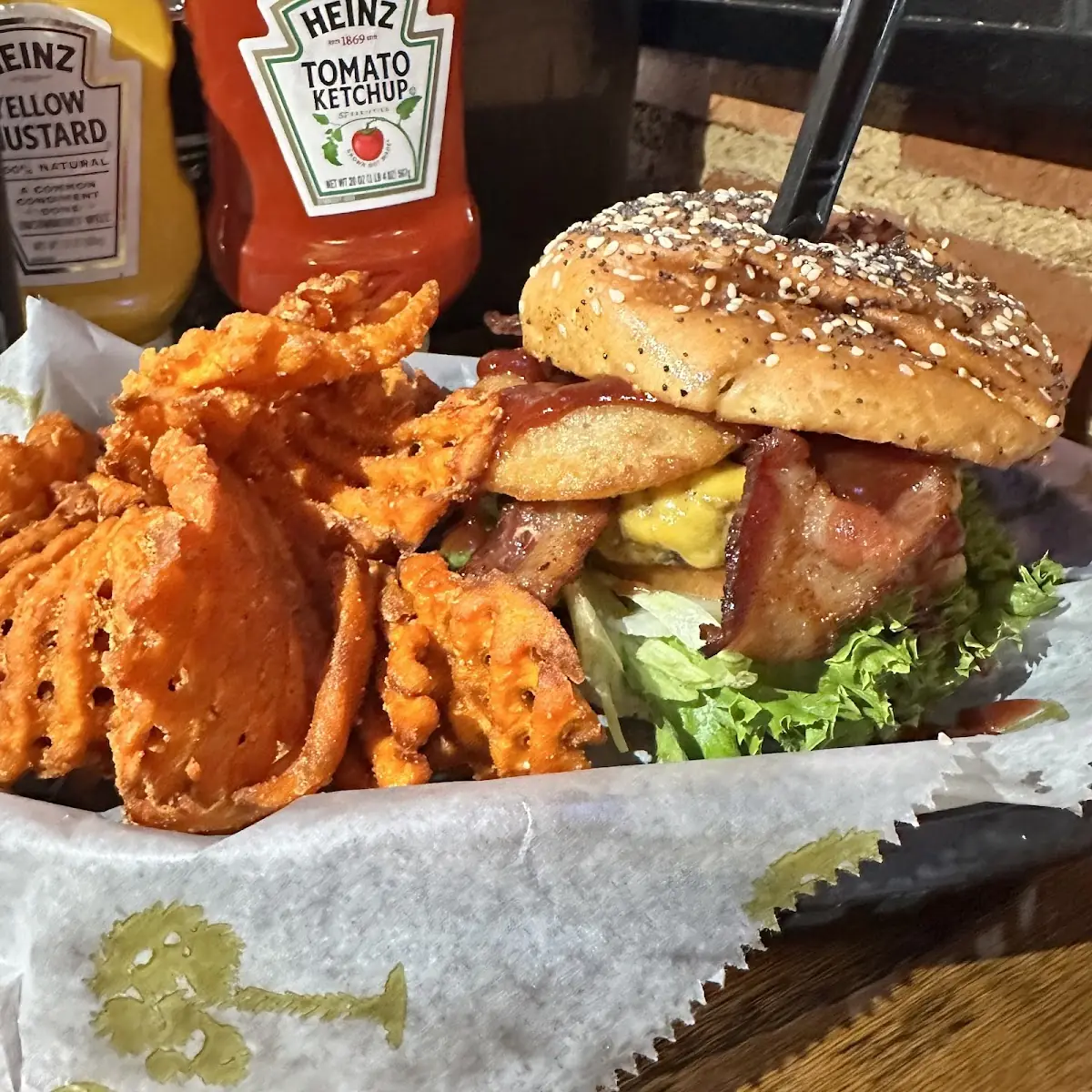 Bacon Burger with Waffle Fries