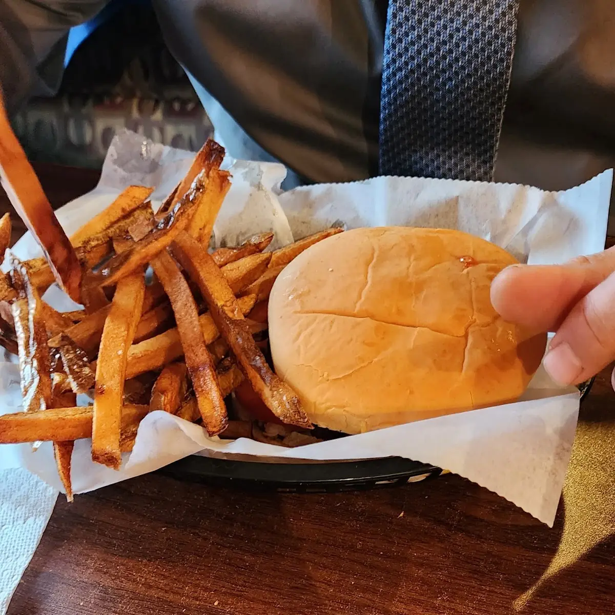 Sweet Potato Fries and Burger
