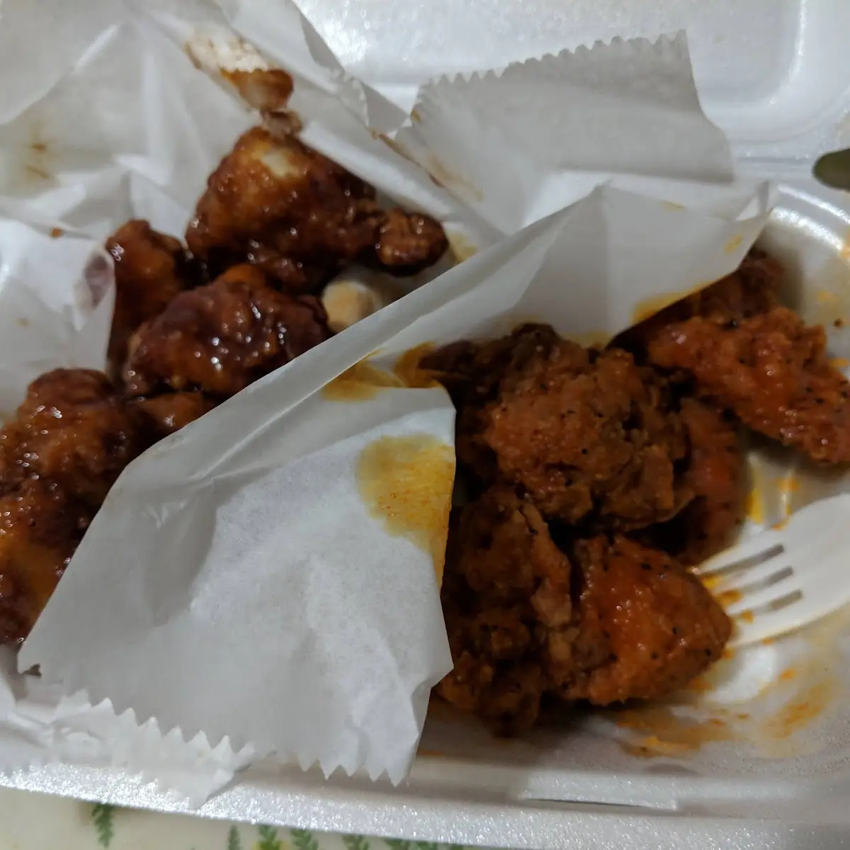 Honey BBQ and Hot Boneless Wings