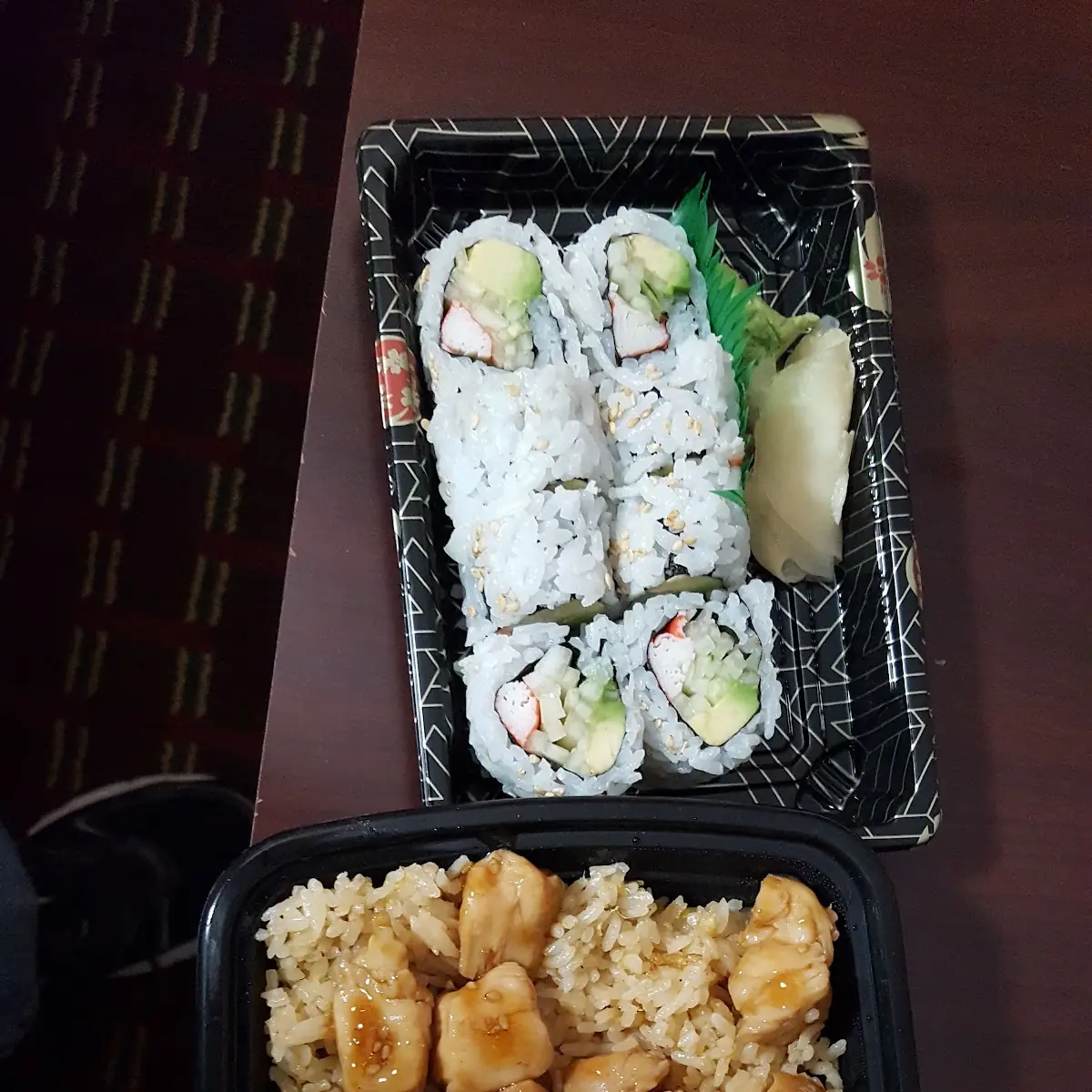California Roll and Chicken Fried Rice