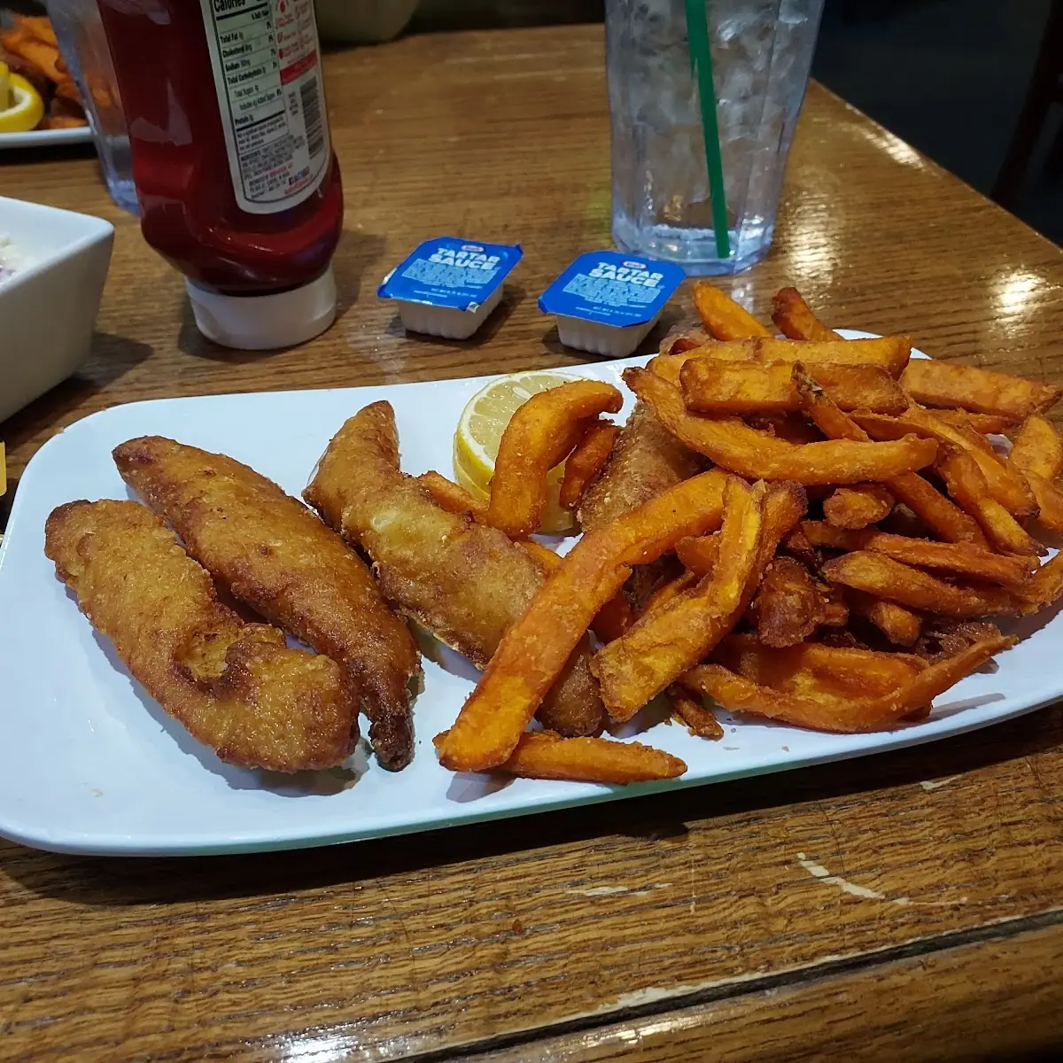 Fried Cod and Sweet Potato Fries