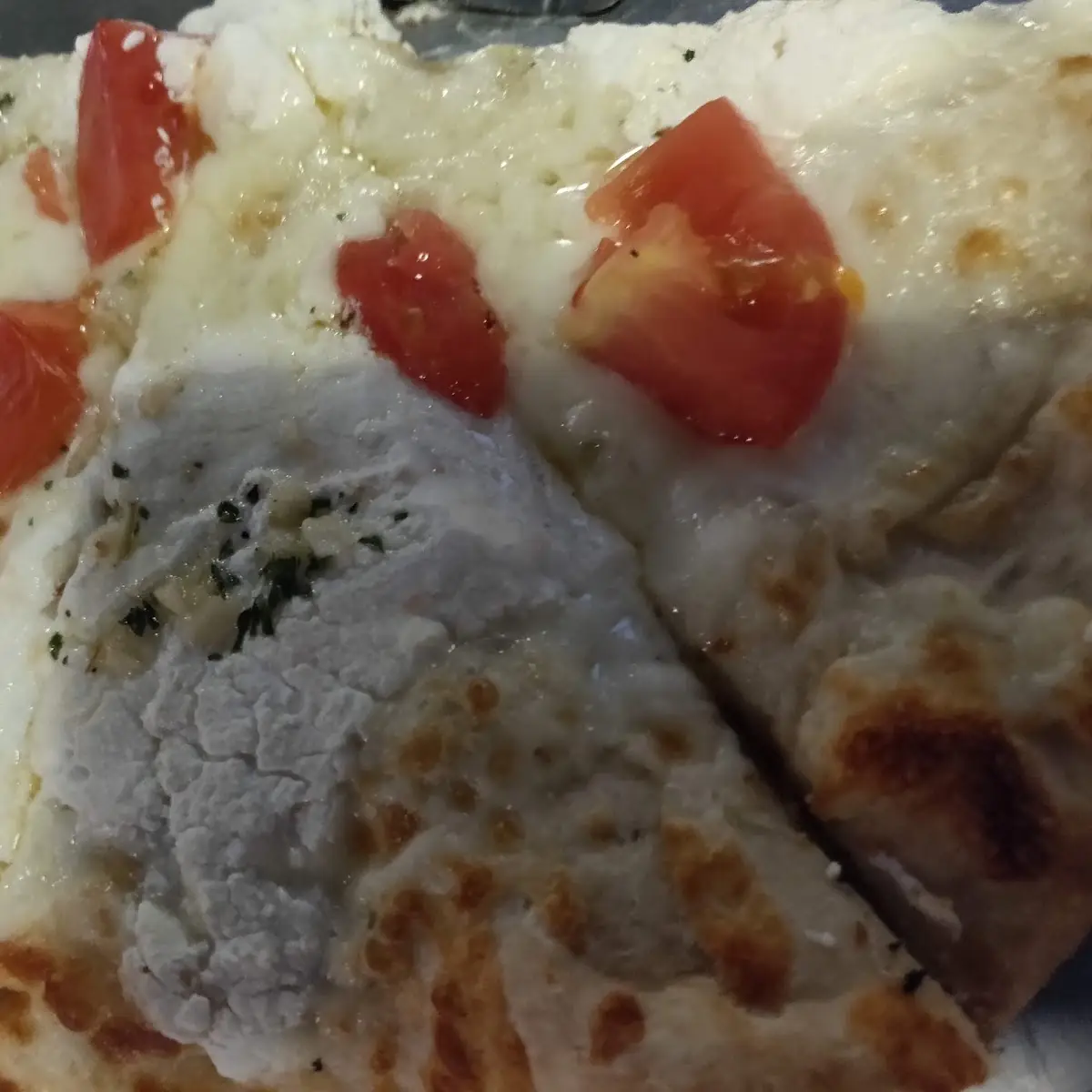 White Pizza with Tomatoes Added