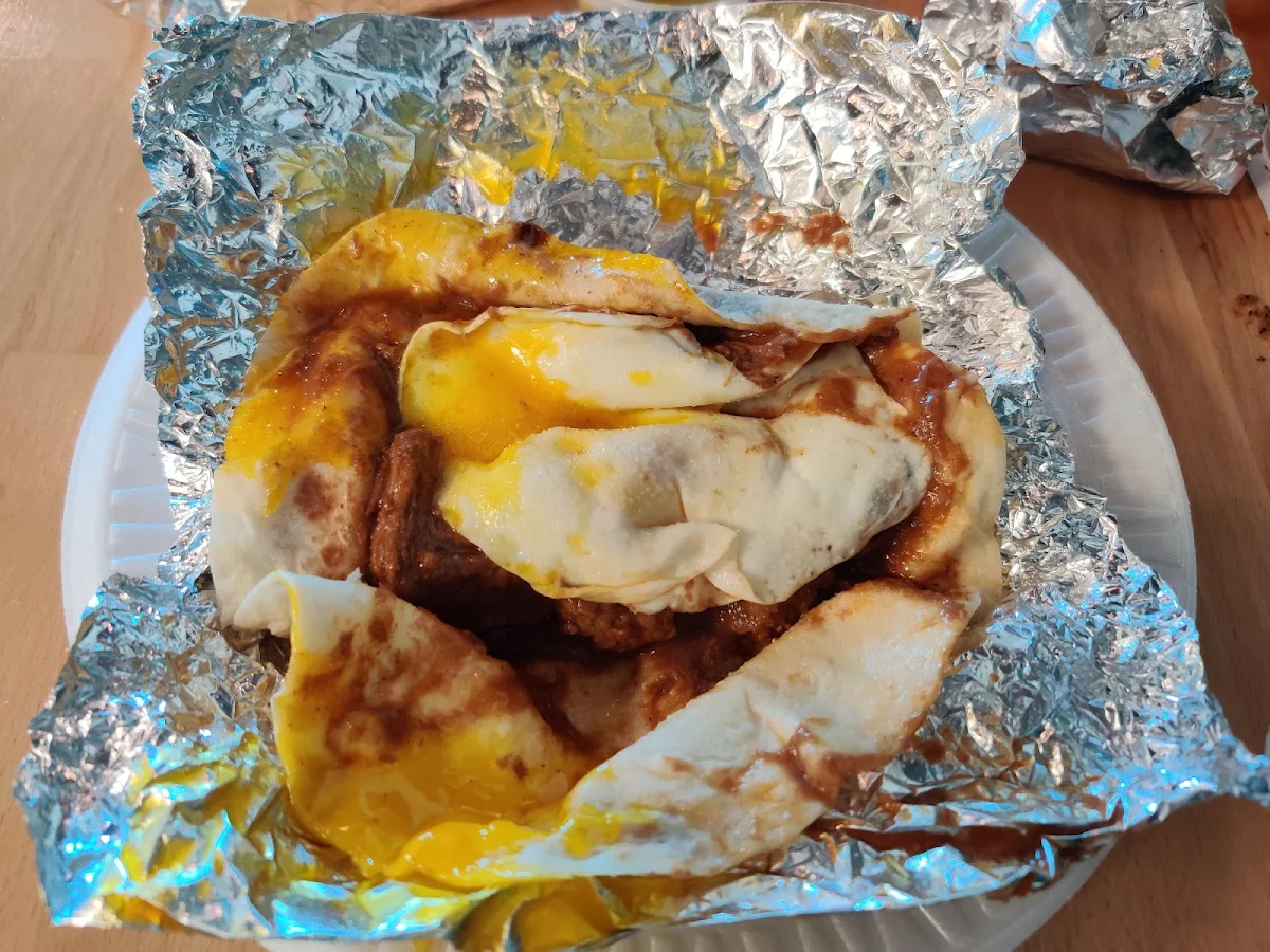 Carne Guisada Taco with Fried Egg