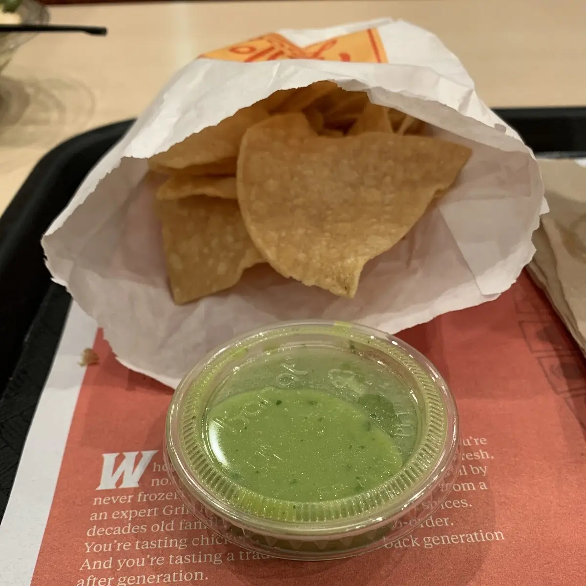 Tortilla Chips with Guacamole Dip