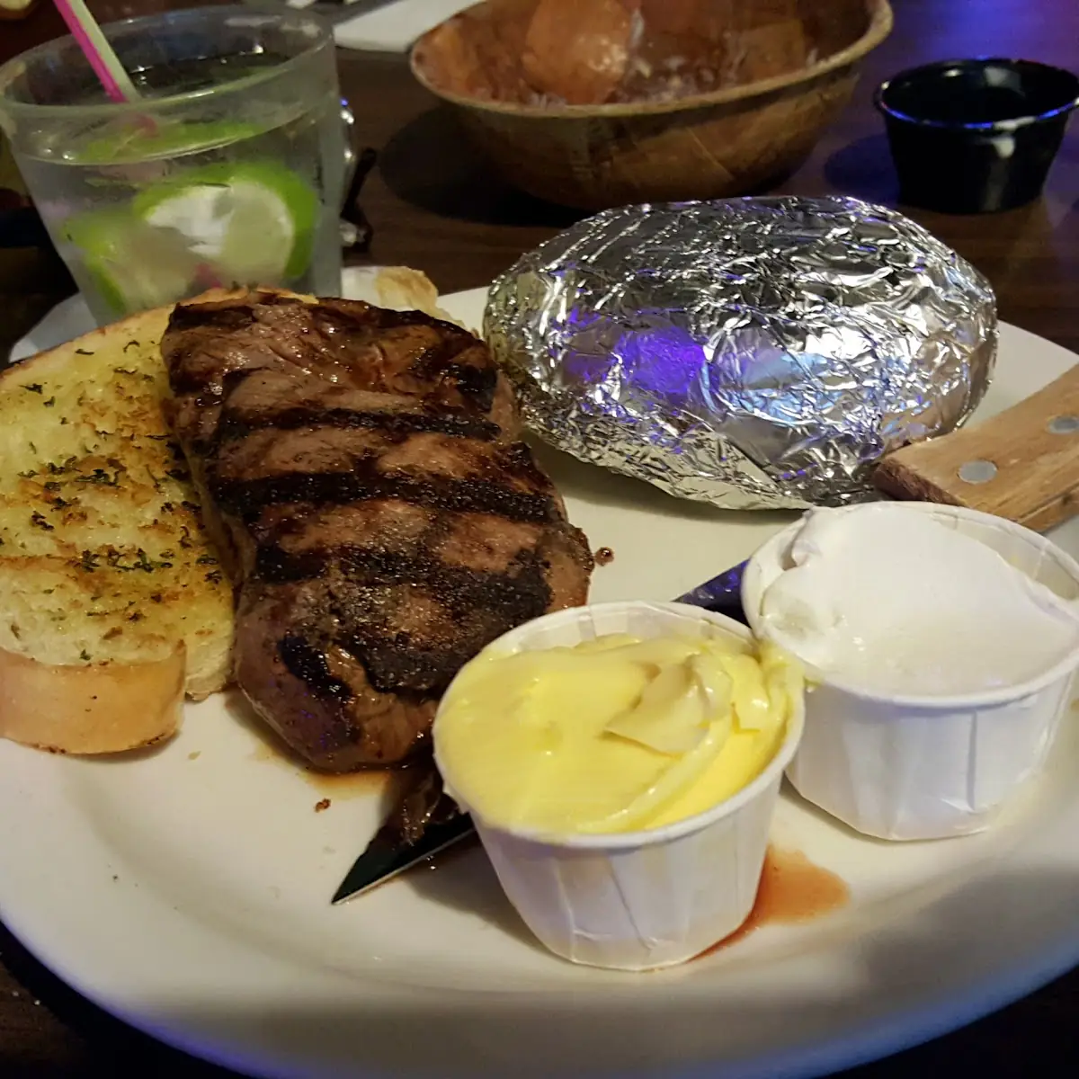Sirloin Steak Baked Potato Garlic Bread