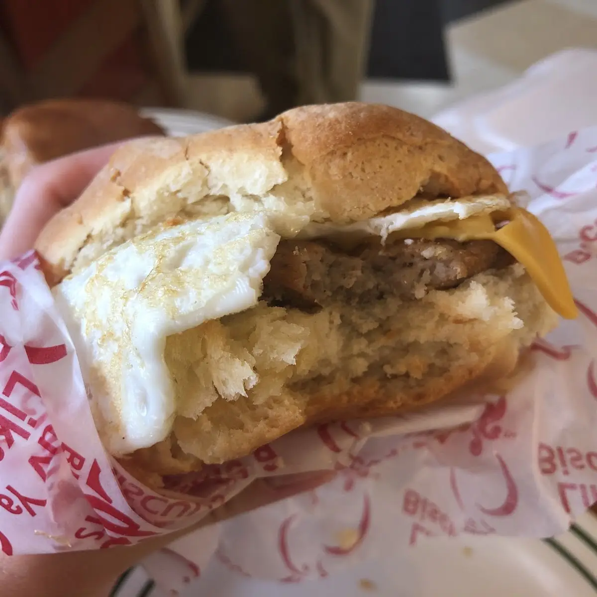 Egg Cheese and Sausage Biscuit