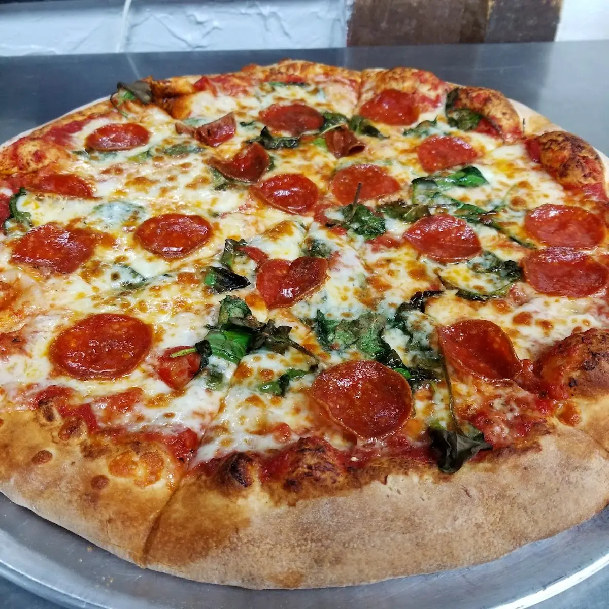 Spinach and Pepperoni Pizza