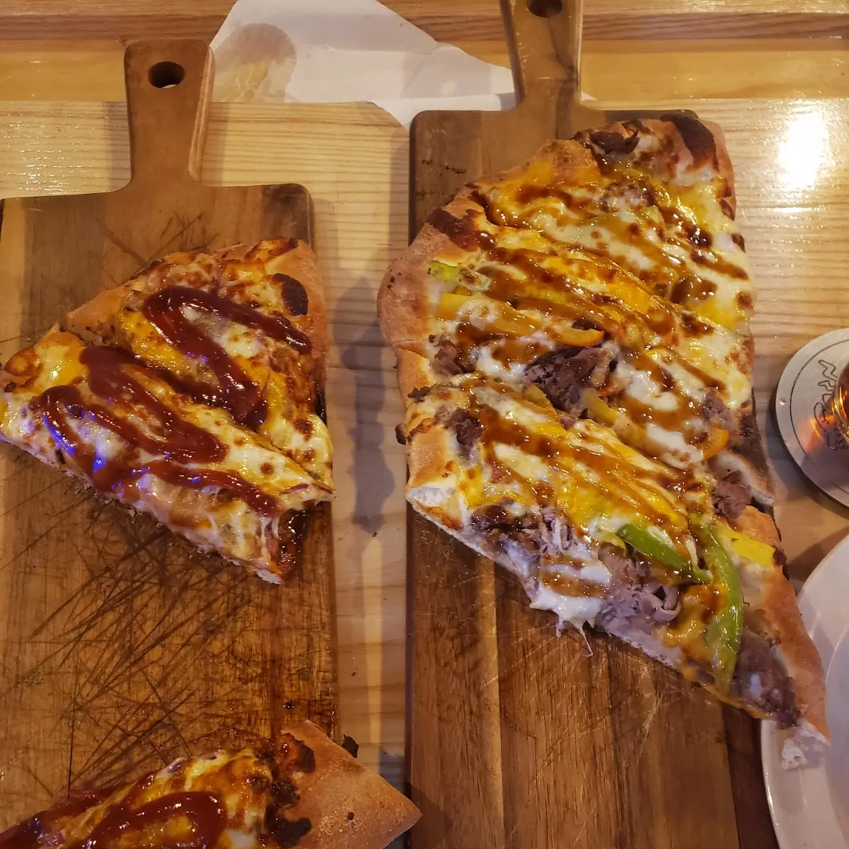 Pulled Pork Flatbread & Philly Cheese Steak Flatbread