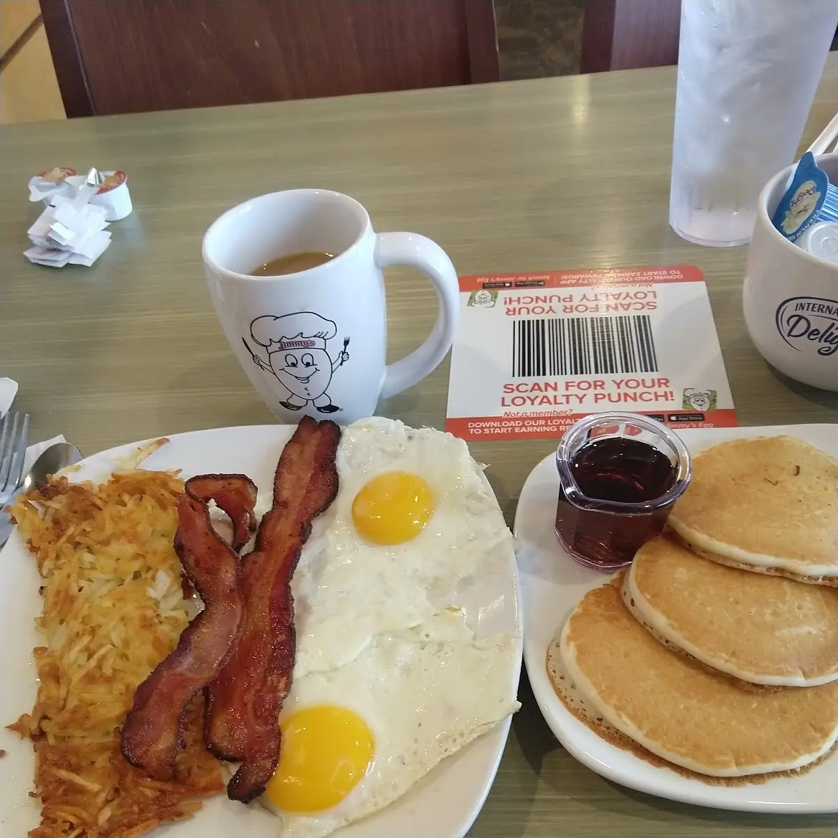 Eggs Bacon Hash Browns Pancakes