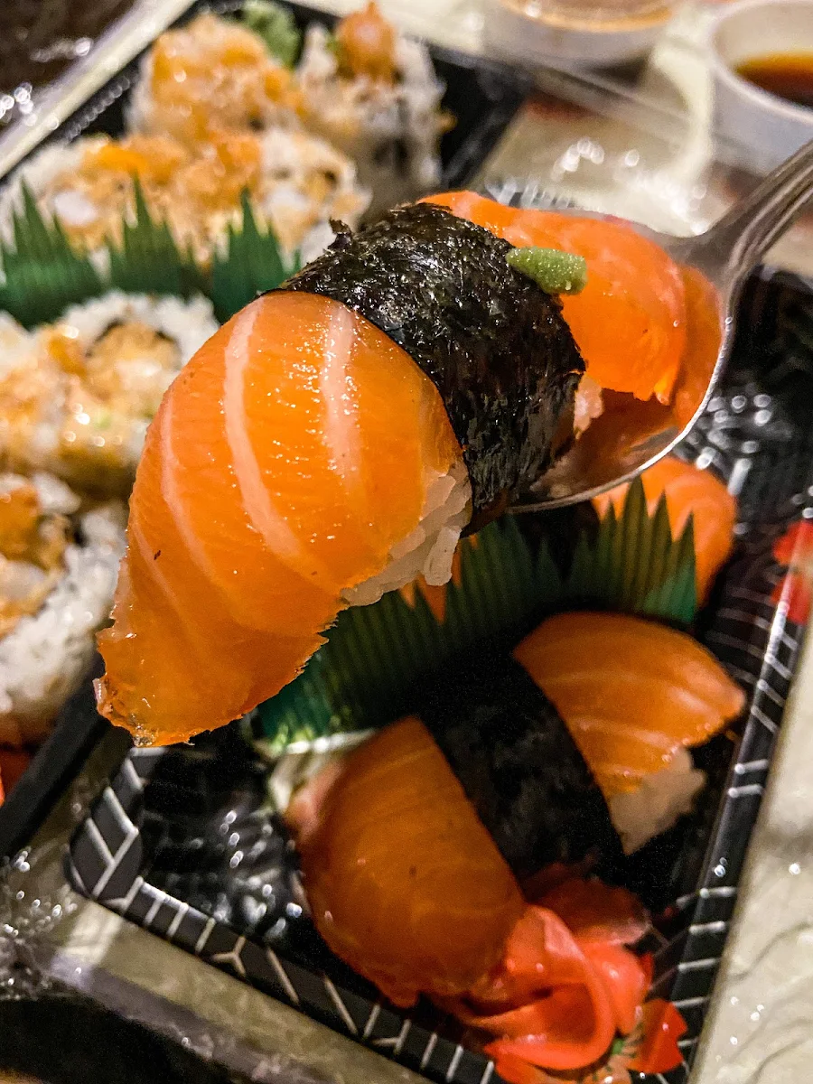 smoked salmon nigiri 스모크 연어 초밥 2, Miga Waterloo Japanese and Korean Restaurant