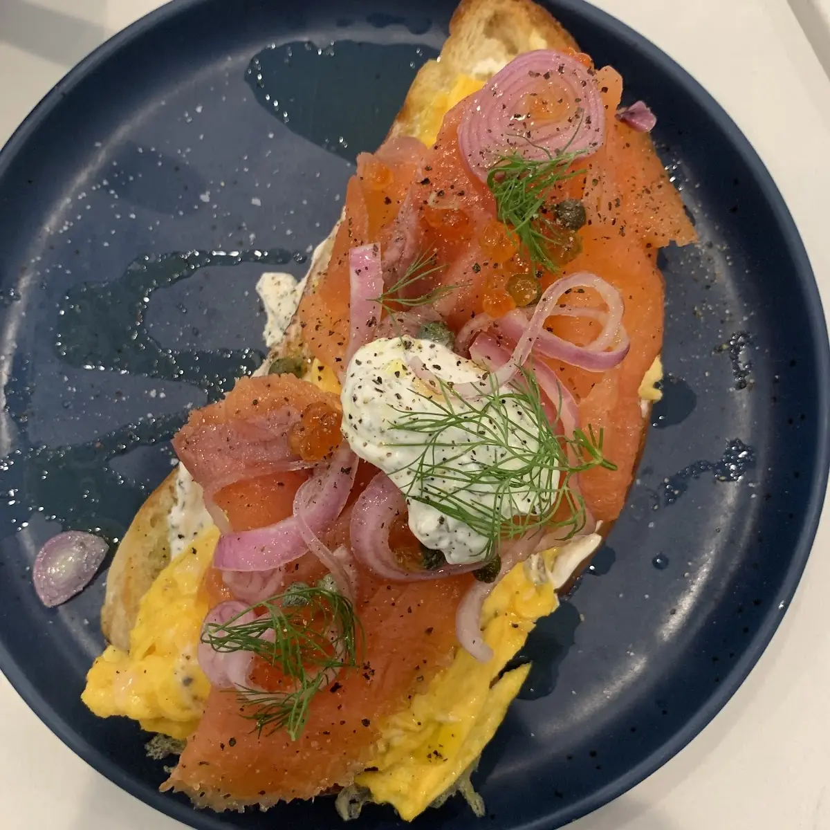 Salmon Toast with Scrambled Eggs