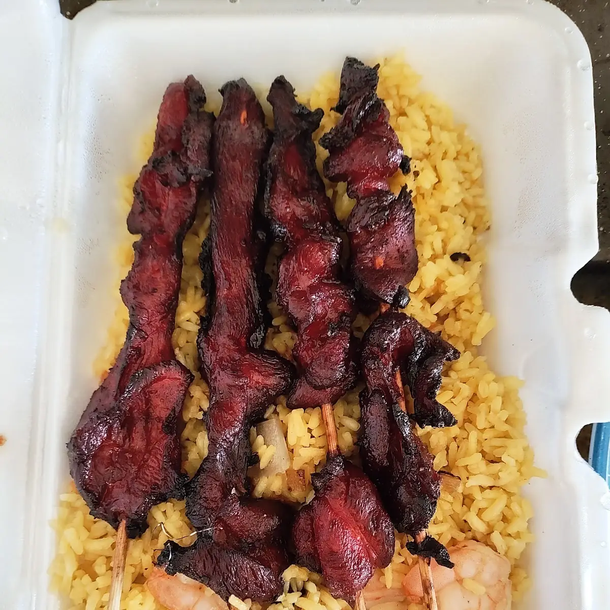 Chicken on the Stick and Shrimp Fried Rice