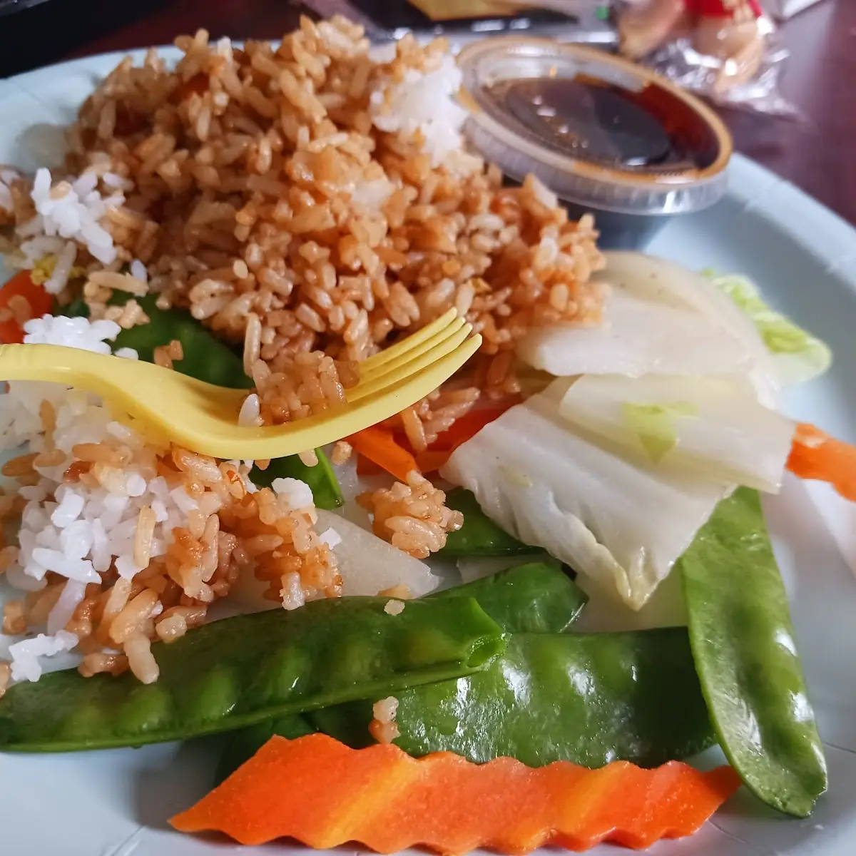 Steamed Mixed Vegetables with Fried Rice