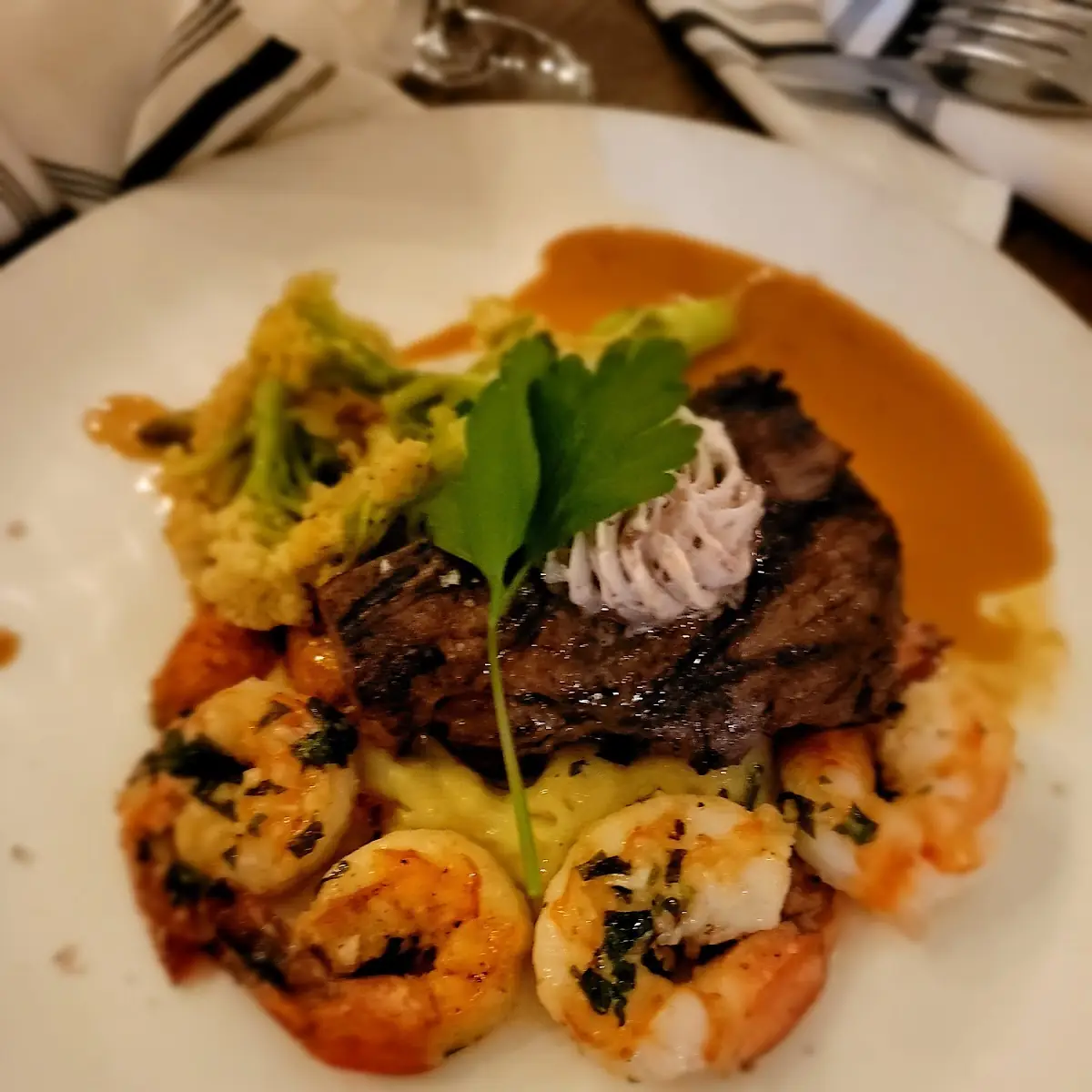 Filet Mignon & Sautéed Gulf Prawns