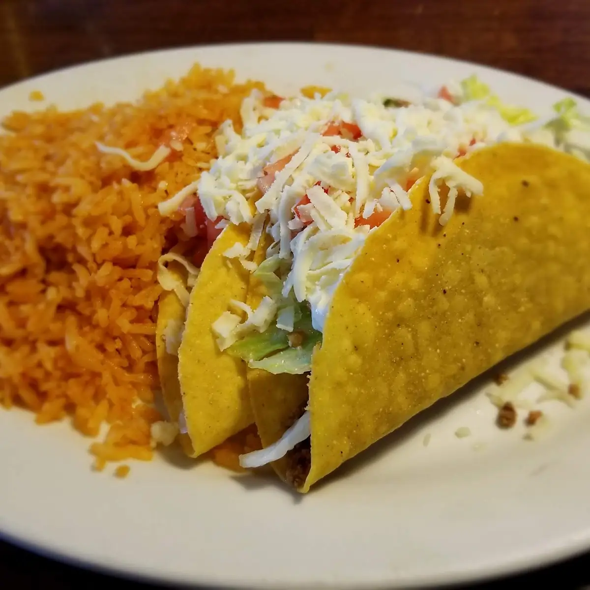 Hard Shell Taco and Rice