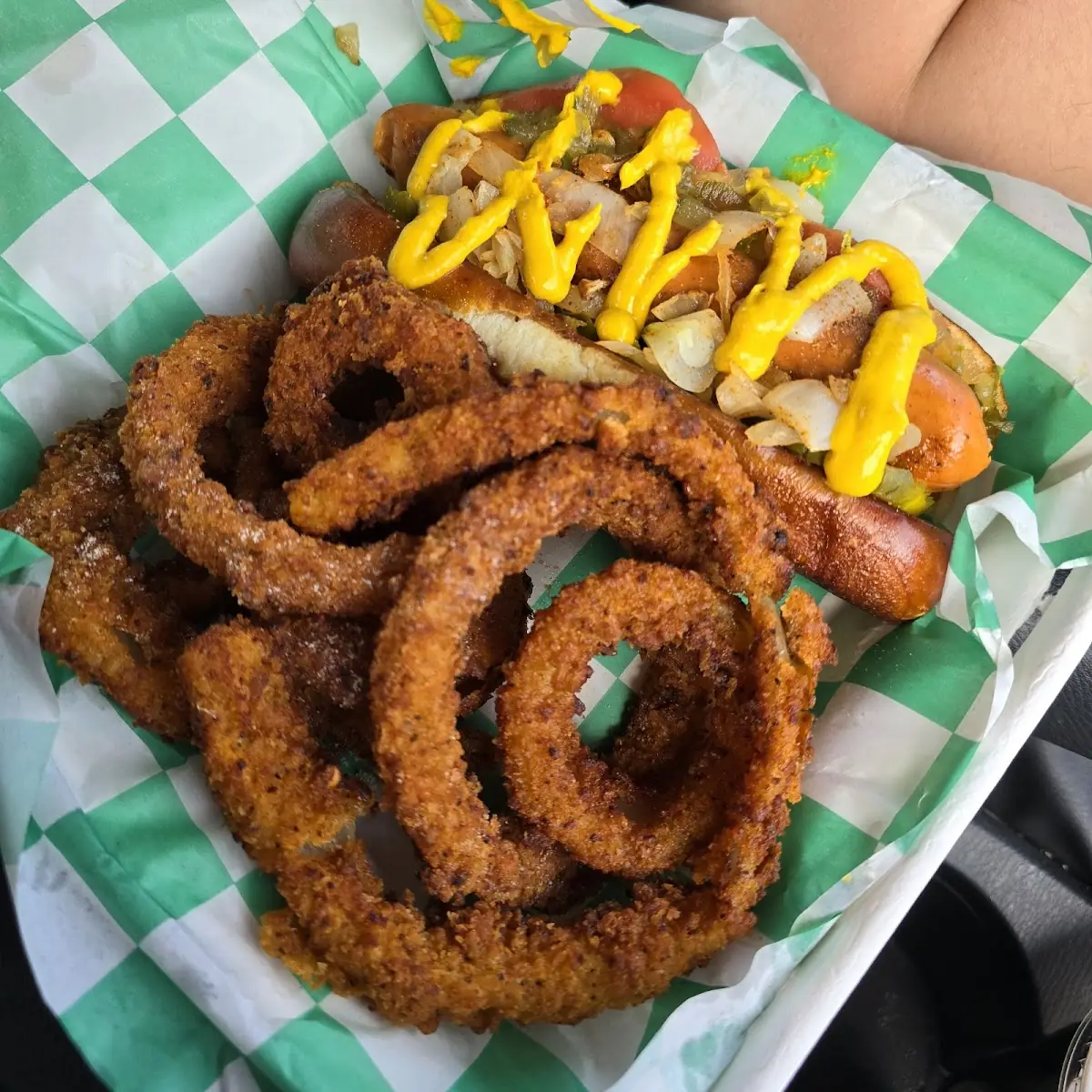 Chicago Style Dawg with Onion Rings