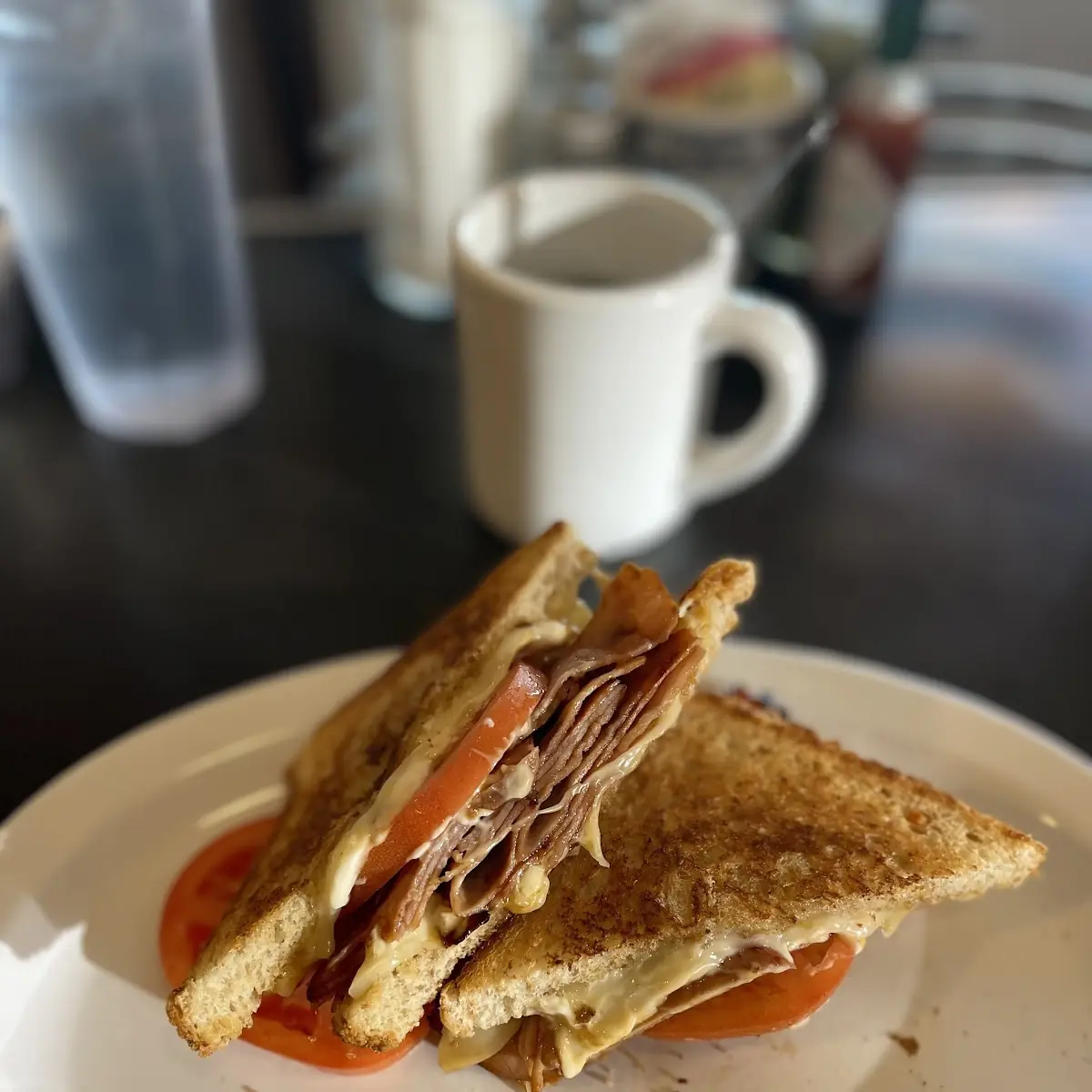 Ham and Cheese Sandwich with Tomato Slices