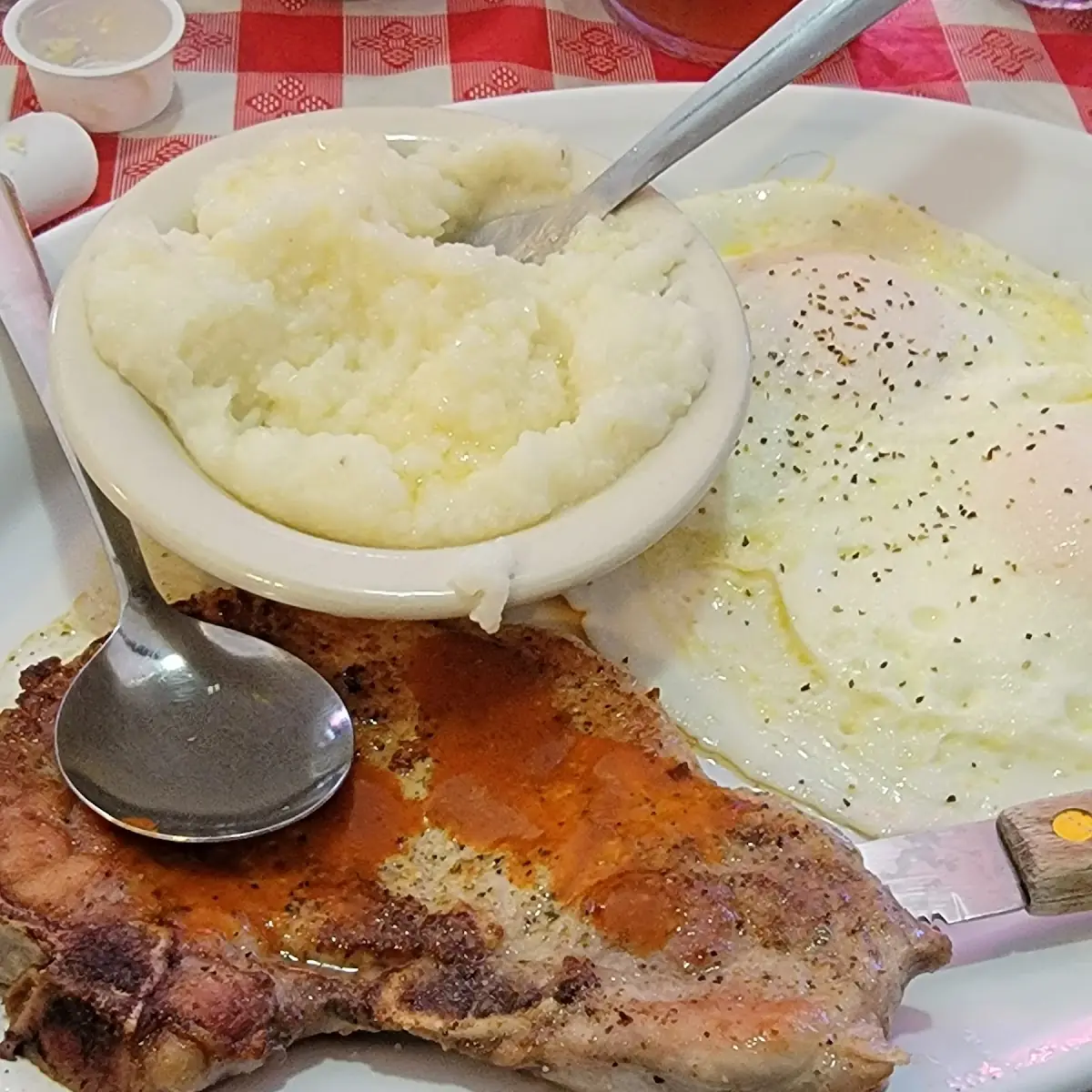 Pork Chop Eggs Grits