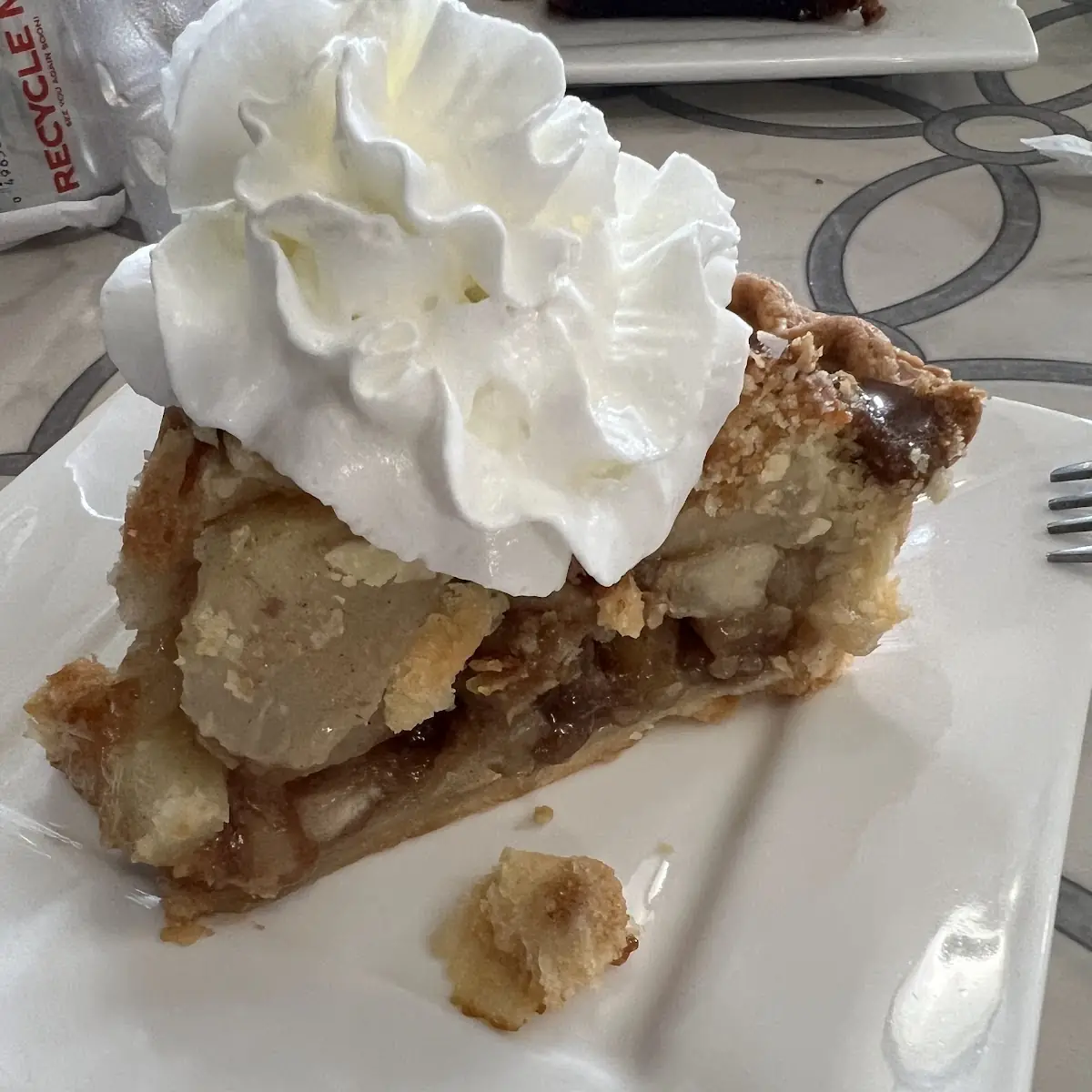 Carmel Apple Walnut Pie with Whipped Cream