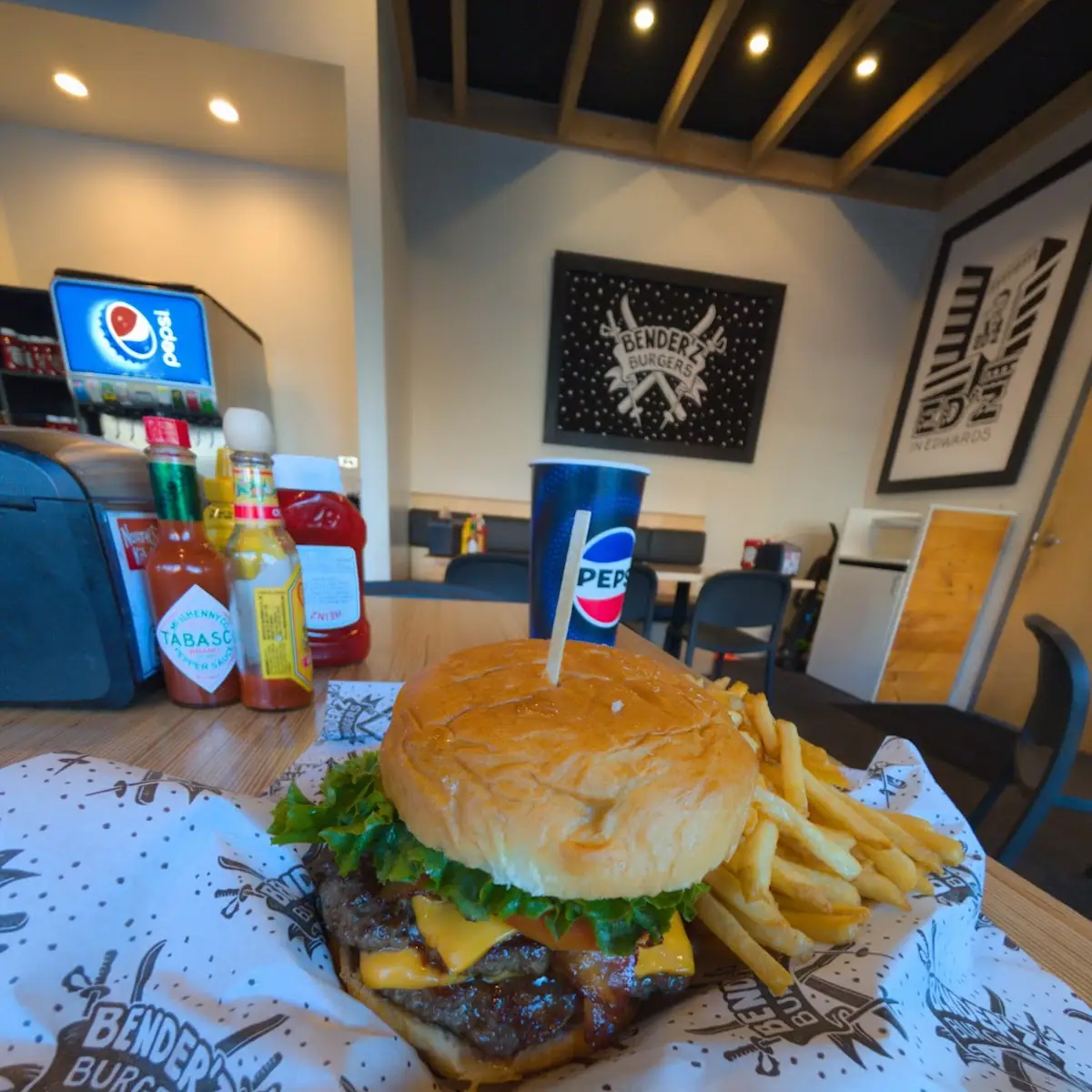 Benderz Double Bacon Cheeseburger with Fries