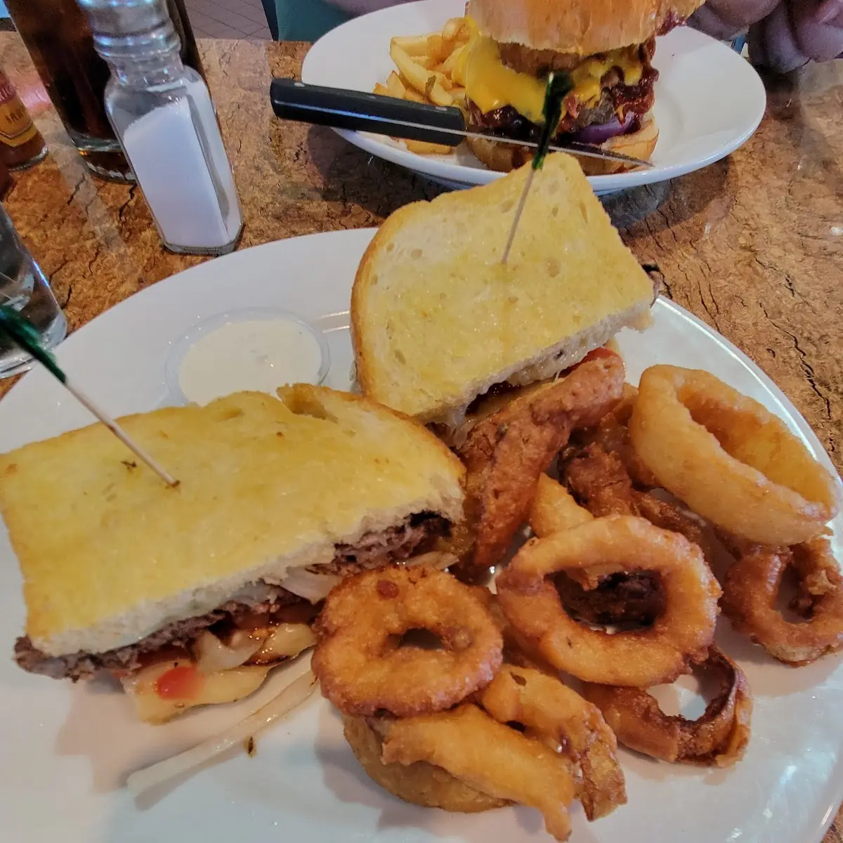 Patty Melt Added Tomato with Onion Rings